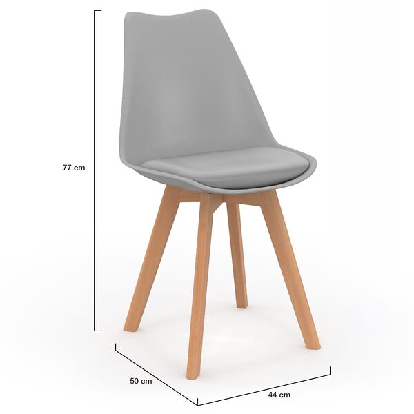 ID MARKET - Lot de 4 chaises scandinaves SARA gris clair pour salle à manger - large