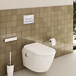VITRA - Pack WC lavant suspendu sans bride avec abattant et attentes électriques VitrA V-Care Ultra blanc + bâti autoportant V-Fix Easy + plaque chromé - vignette