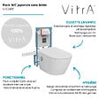 VITRA - Pack WC lavant suspendu sans bride avec abattant et attentes électriques VitrA V-Care Ultra blanc + bâti autoportant V-Fix Easy + plaque chromé - vignette
