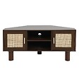 OVIALA - Meuble TV d'angle 120 cm en rotin synthétique scandinave bois foncé - Adam - vignette