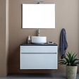 KIAMAMI VALENTINA - Meuble De Salle De Bains Sous Vasque 80Cm Suspendu Moderne Blanc Et Anthracite | Sole - vignette