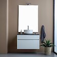KIAMAMI VALENTINA - Meuble De Salle De Bains Suspendu 80Cm Blanc Avec Top Anthracite | Sole - vignette