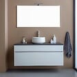 KIAMAMI VALENTINA - Meuble Sous-Vasque De Salle De Bain 120Cm Blanc En Bois Avec Plateau Anthracite | Sole - vignette