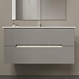 KIAMAMI VALENTINA - Meuble De Salle De Bain Tiroirs Gris Mat, Côtés En Chêne Blanc 100Cm | Magnolia - vignette