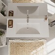 KIAMAMI VALENTINA - Meuble De Salle De Bain Tiroirs Gris Mat, Côtés En Chêne Blanc 100Cm | Magnolia - vignette