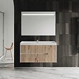 KIAMAMI VALENTINA - Meuble De Salle De Bain Suspendu 100Cm Chêne Doré Sans Miroir | Cortina - vignette