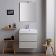 KIAMAMI VALENTINA - Meuble De Salle De Bains 60Cm 2 Tiroirs Gris Perle Avec Lavabo En Résine Et Miroir | Valentina - vignette