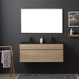 KIAMAMI VALENTINA - Meuble De Salle De Bain 120Cm En Chêne Well Avec Double Lavabo En Noir Mat | Sole - vignette