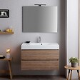 KIAMAMI VALENTINA - Meuble De Salle De Bains 90Cm Chêne Naturel Avec Lavabo Blanc Et Miroir | Valentina - vignette