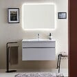 KIAMAMI VALENTINA - Meubles De Salle De Bains Suspendus Cm90 Blanc Effet Bois Et Miroir Rétro-Éclairé | Sole - vignette