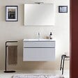 KIAMAMI VALENTINA - Meuble De Salle De Bains Suspendu De 80 Cm Blanc Effect Bois | Sole - vignette