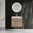 KIAMAMI VALENTINA - Meuble Suspendu Avec Lavabo 60Cm Chêne Doré Cannelé | Cortina - vignette
