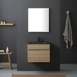 KIAMAMI VALENTINA - Meuble Suspendu Chêne Well Pour Salle De Bain 60Cm Avec Lavabo Noir Mat | Sole - vignette