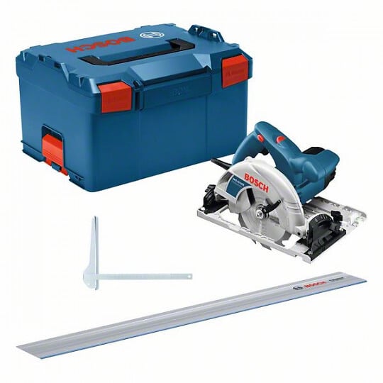 BOSCH - Scie circulaire GKS 55 1350 W -  - avec GCE + Rail 140 cm - L-BOXX - 0615990M91 - large