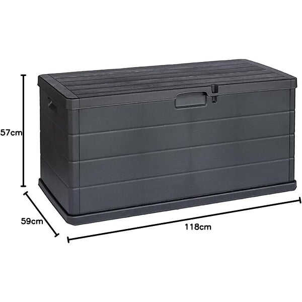 INTEC - Coffre de rangement extérieur 340L - Coffre de Jardin Anthracite 118x59x57cm - Poignées de transport - Cadenassable - large