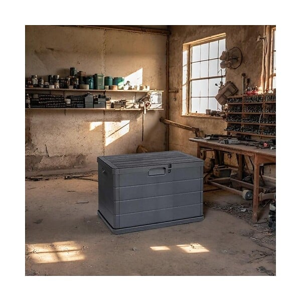 PROGARDEN - Coffre de rangement extérieur 170L - Coffre de Jardin Anthracite dimensions 78L x 55l x 52H cm - Résine - Poignées de transport - large