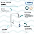 GROHE - Robinet de cuisine monocommande Start 2021 chromé + nettoyant GrohClean - vignette