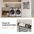 EMKE - EMKE Sèche-serviettes électrique 66x58cm 135W, Étagère et Barres Rotatives, WiFi TUYA Alexa, Chauffage Fibre de Carbone, Gris - vignette
