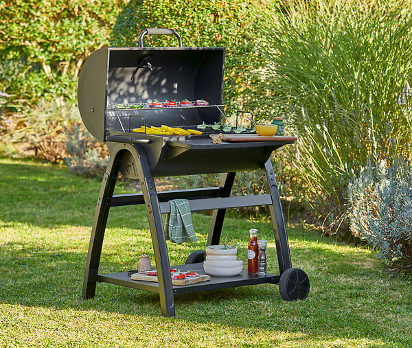 COOKIN G. - Barbecue charbon de bois tonneau Acier peint 640x410 mm - large