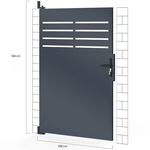 ID MARKET - Portillon 105 x 160 cm en acier ajouré gris anthracite - large