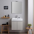 KIAMAMI VALENTINA - Meuble De Salle De Bains Suspendu 60Cm Portes Gris Perle, Lavabo, Miroir Et Lampe | Valentina - vignette