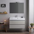 KIAMAMI VALENTINA - Meuble De Salle De Bains 90 Cm Gris Perle Avec Lavabo Et Miroir 90X70 | Valentina - vignette