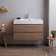 KIAMAMI VALENTINA - Meuble De Salle De Bain 90 Cm Chêne Naturel Avec Lavabo Blanc | Valentina - vignette