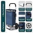 VOUNOT - Chariot de course pliable aluminium 2 roues avec sac isotherme bleu marine - vignette