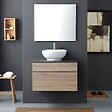 KIAMAMI VALENTINA - Meuble De Salle De Bains Suspendu 80Cm Avec Plateau En Bois Anthracite Pour Lavabo À Poser | Sole - vignette