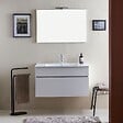 KIAMAMI VALENTINA - Armoire De Salle De Bains Suspendue 90Cm Lavabo Blanc Et Miroir | Sole - vignette