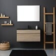 KIAMAMI VALENTINA - Meuble De Salle De Bain Suspendu 100Cm En Chêne Well Avec Lavabo En Noir Mat | Sole - vignette
