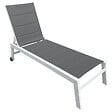 HAPPY GARDEN - Bain de soleil BARBADOS en textilène gris - aluminium blanc - vignette