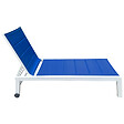 HAPPY GARDEN - Set bain de soleil et table d'appoint BARBADOS en textilène bleu - aluminium blanc - vignette