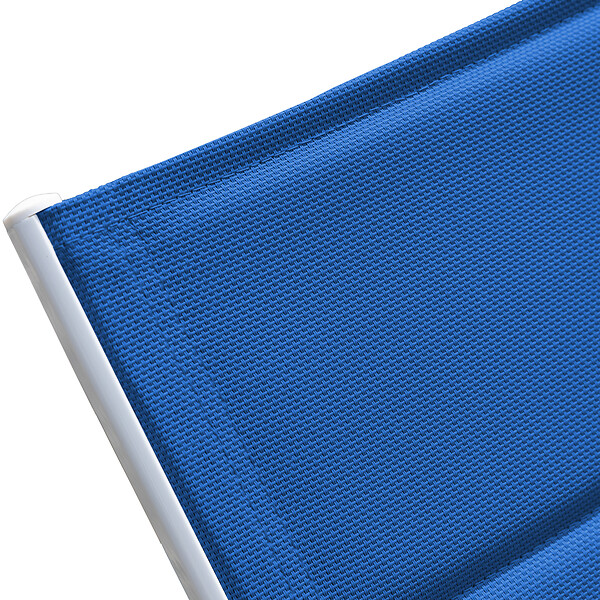 HAPPY GARDEN - Set bain de soleil et table d'appoint BARBADOS en textilène bleu - aluminium blanc - large