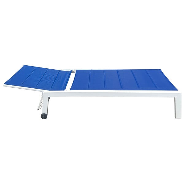 HAPPY GARDEN - Bain de soleil BARBADOS en textilène bleu - aluminium blanc - large