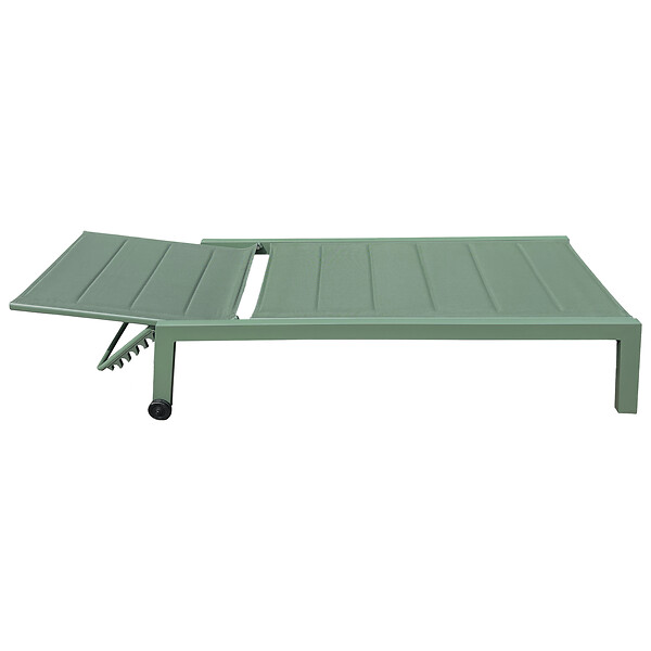 HAPPY GARDEN - Set bain de soleil et table d'appoint BARBADOS en textilène vert sauge - aluminium vert sauge - large