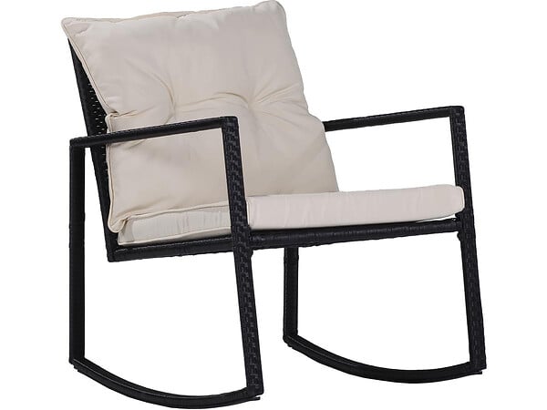 HABITAT ET JARDIN - Salon de jardin avec  2 fauteuils à bascule "Sami" - Noir/beige - large