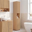 ID MARKET - Meuble colonne salle de bain VICTOR 2 portes 1 niche effet lattes - vignette