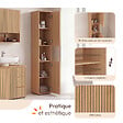 ID MARKET - Meuble colonne salle de bain VICTOR 2 portes 1 niche effet lattes - vignette