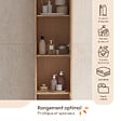 ID MARKET - Meuble colonne salle de bain VICTOR 2 portes 1 niche effet lattes - vignette
