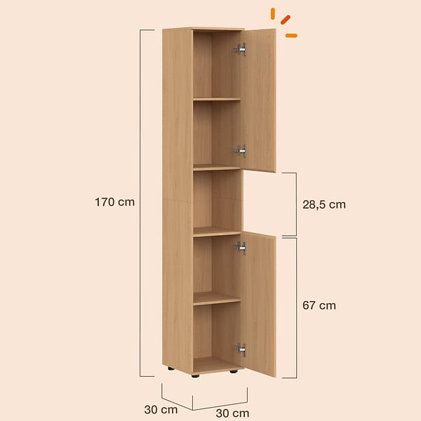 ID MARKET - Meuble colonne salle de bain VICTOR 2 portes 1 niche effet lattes - large