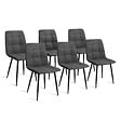ID MARKET - Lot de 6 chaises MILA en velours gris foncé pour salle à manger - vignette