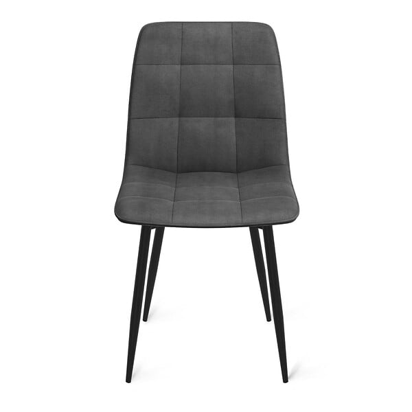 ID MARKET - Lot de 6 chaises MILA en velours gris foncé pour salle à manger - large