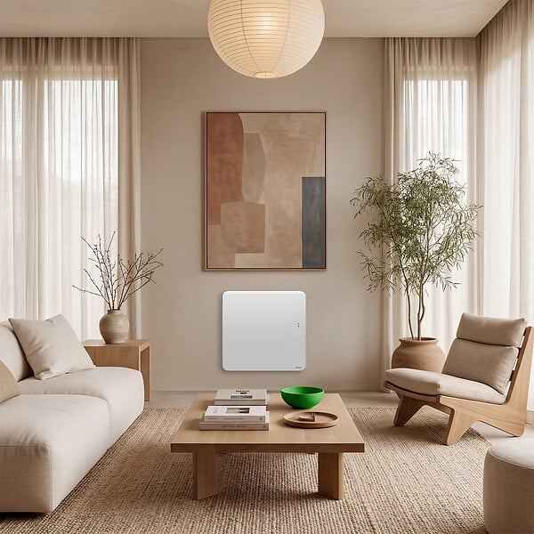 SAUTER - Radiateur électrique double cœur de chauffe Hekla - Horizontal - Blanc - 1000W - large