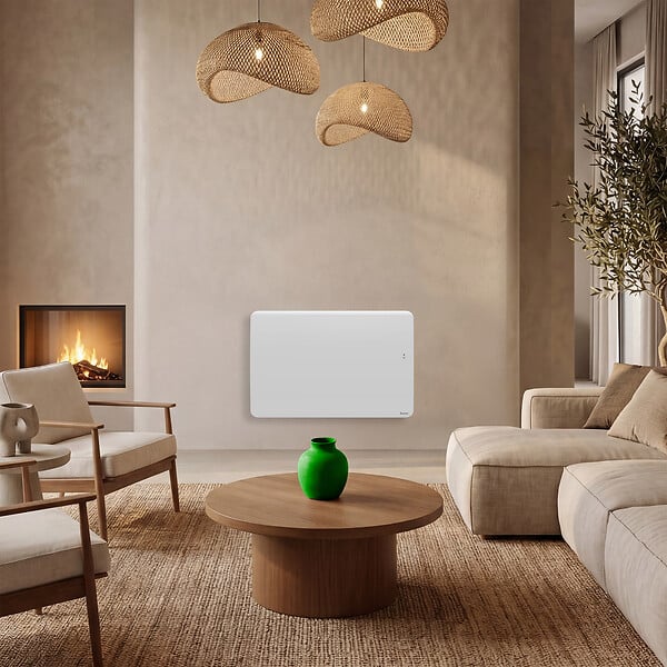 SAUTER - Radiateur électrique double cœur de chauffe Hekla - Horizontal - Blanc - 1500W - large