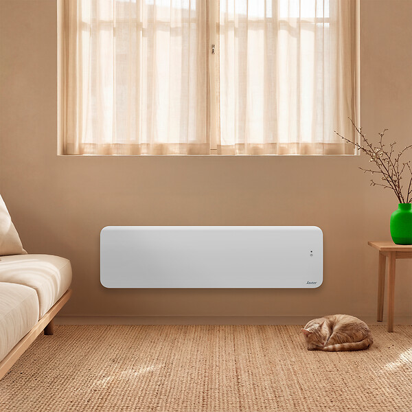 SAUTER - Radiateur électrique double cœur de chauffe Hekla - Plinthe - Blanc - 1000W - large