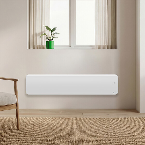 SAUTER - Radiateur électrique double cœur de chauffe Hekla - Plinthe - Blanc - 1500W - large