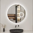 AICA SANITAIRE - Miroir Salle de Bain 80cm Rond, Bluetooth + Tricolore + 3X Loupe + Anti-Buée, AICA - vignette