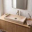 RO'MA NATURE - Vasque à poser rectangulaire Travertin Beige 120x45x10 cm - vignette