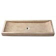 RO'MA NATURE - Vasque à poser rectangulaire Travertin Beige 120x45x10 cm - vignette